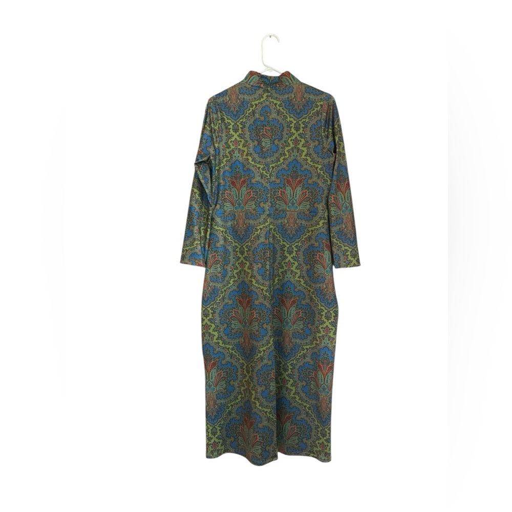 Gretchen Scott Scorching Hot Dress Passion Paisley Mock Neckline Pockets Size L - Picture 3 of 15